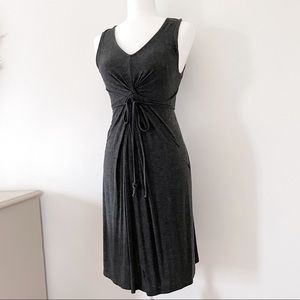 Motherhood Maternity ruched cinched waist sleeveless midi dress, dark gray, S
